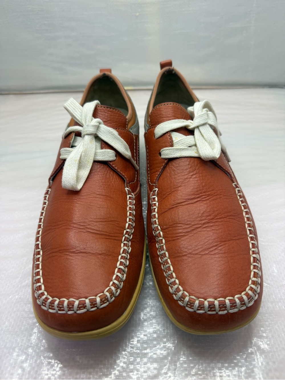 Cole Haan Men's rust orange lace up boat shoes